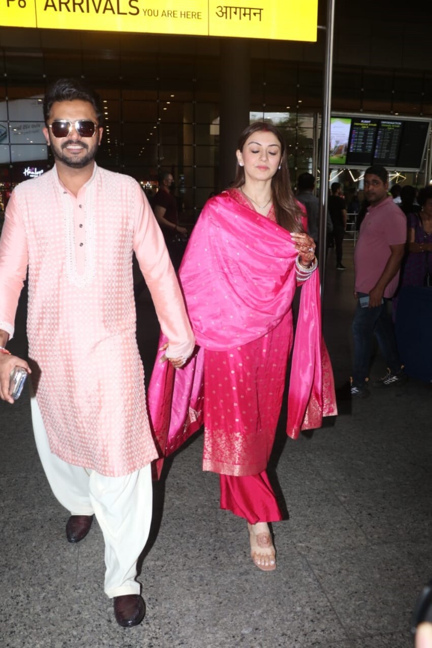 Hansika Motwani With Her Husband Sohael Kathuriya Hand In Hand Spotted At Airport.