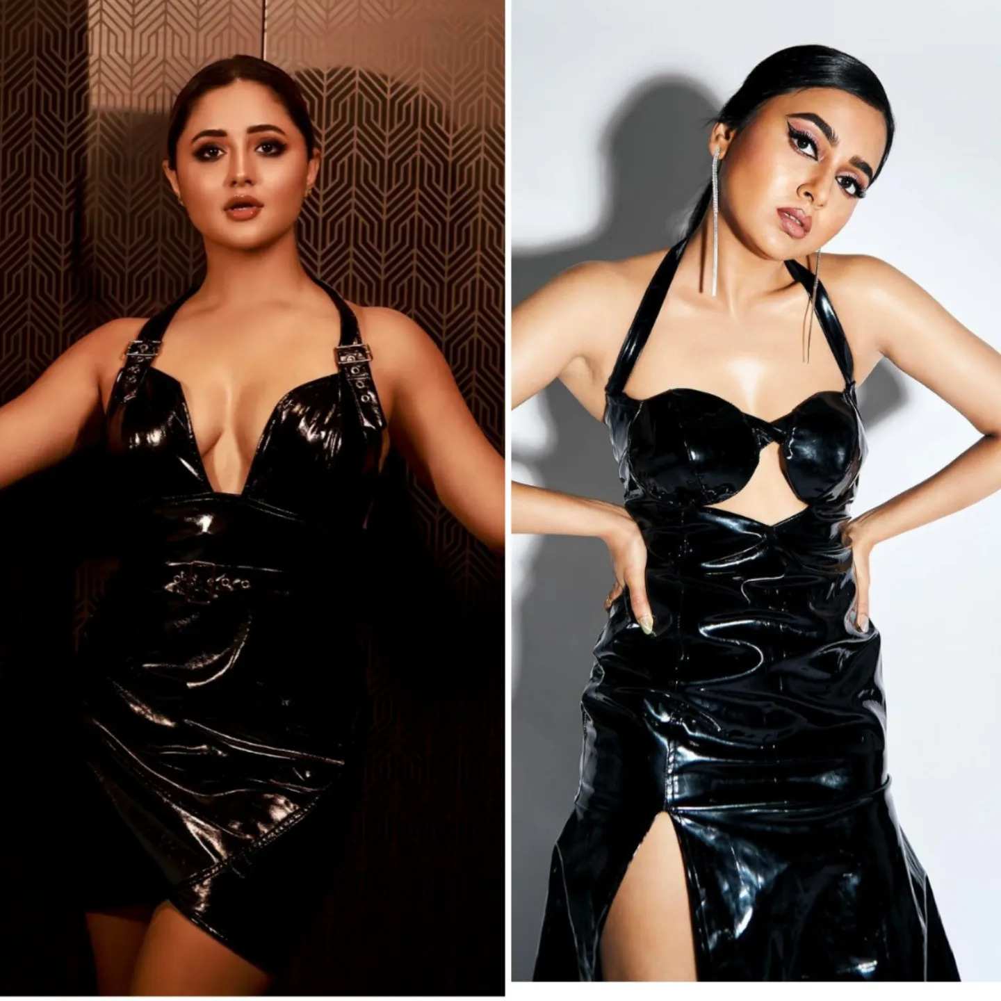 Rashami Desai Or Tejasswi Prakash - Which TV Diva Aced The Black Latex Look? Sultry Pics Inside