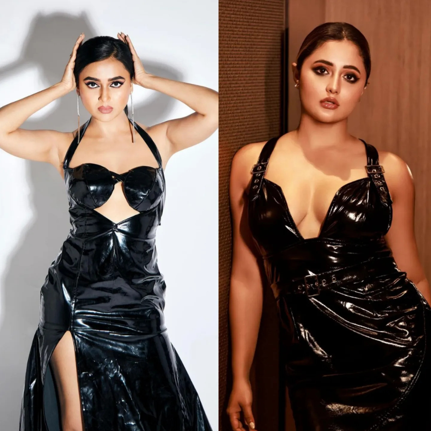 Rashami Desai Or Tejasswi Prakash - Which TV Diva Aced The Black Latex Look? Sultry Pics Inside