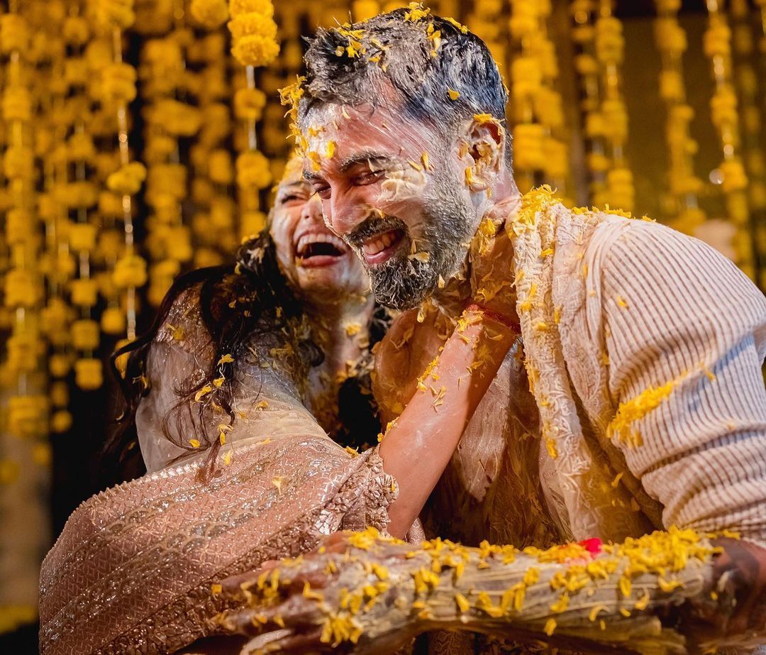 Athiya Shetty and KLRahul candid moments from haldi ceremony