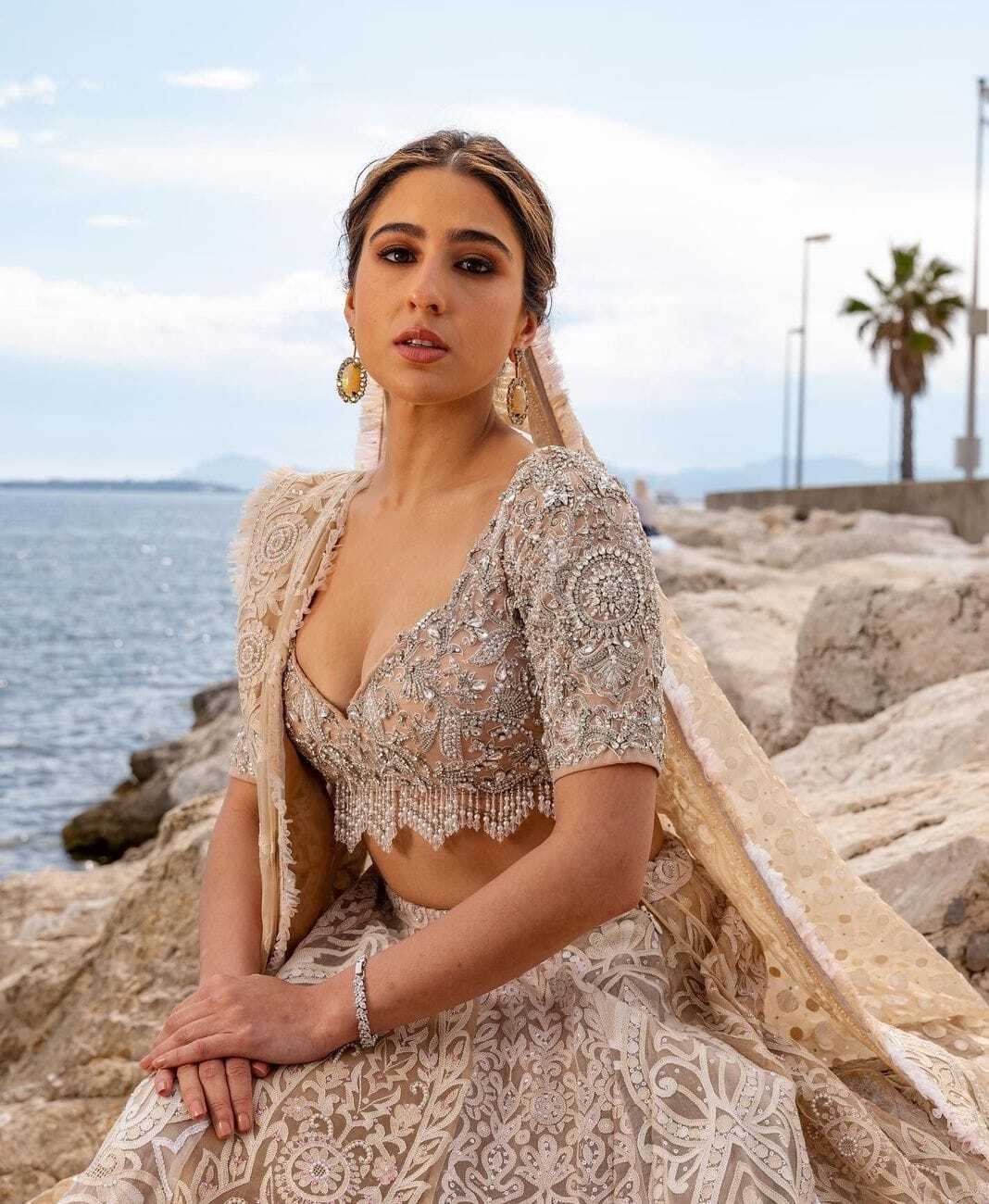 Cannes 2023: Sara Ali Khan honored her Desi roots in a pastel lehenga at the Cannes red carpet