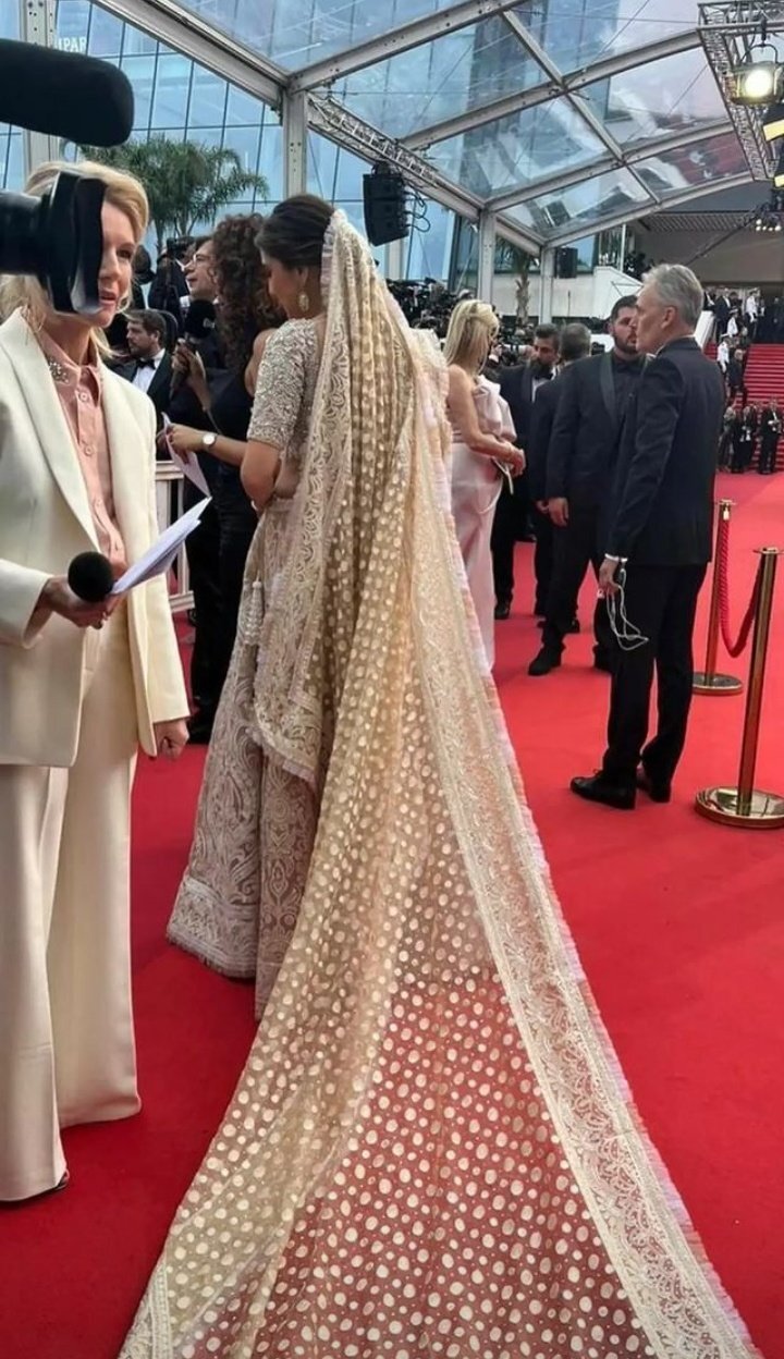 Cannes 2023: Sara Ali Khan honored her Desi roots in a pastel lehenga at the Cannes red carpet