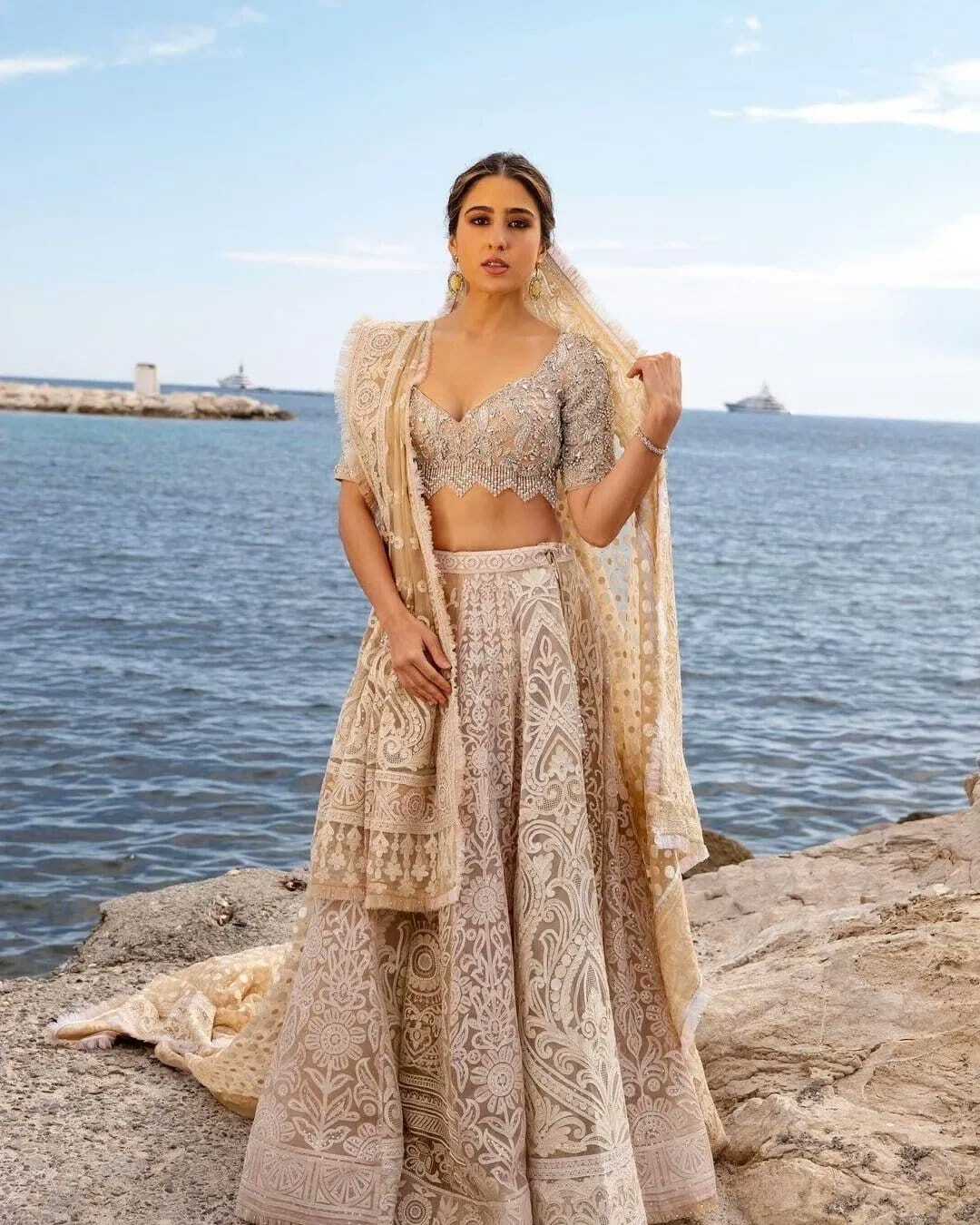 Cannes 2023: Sara Ali Khan honored her Desi roots in a pastel lehenga at the Cannes red carpet