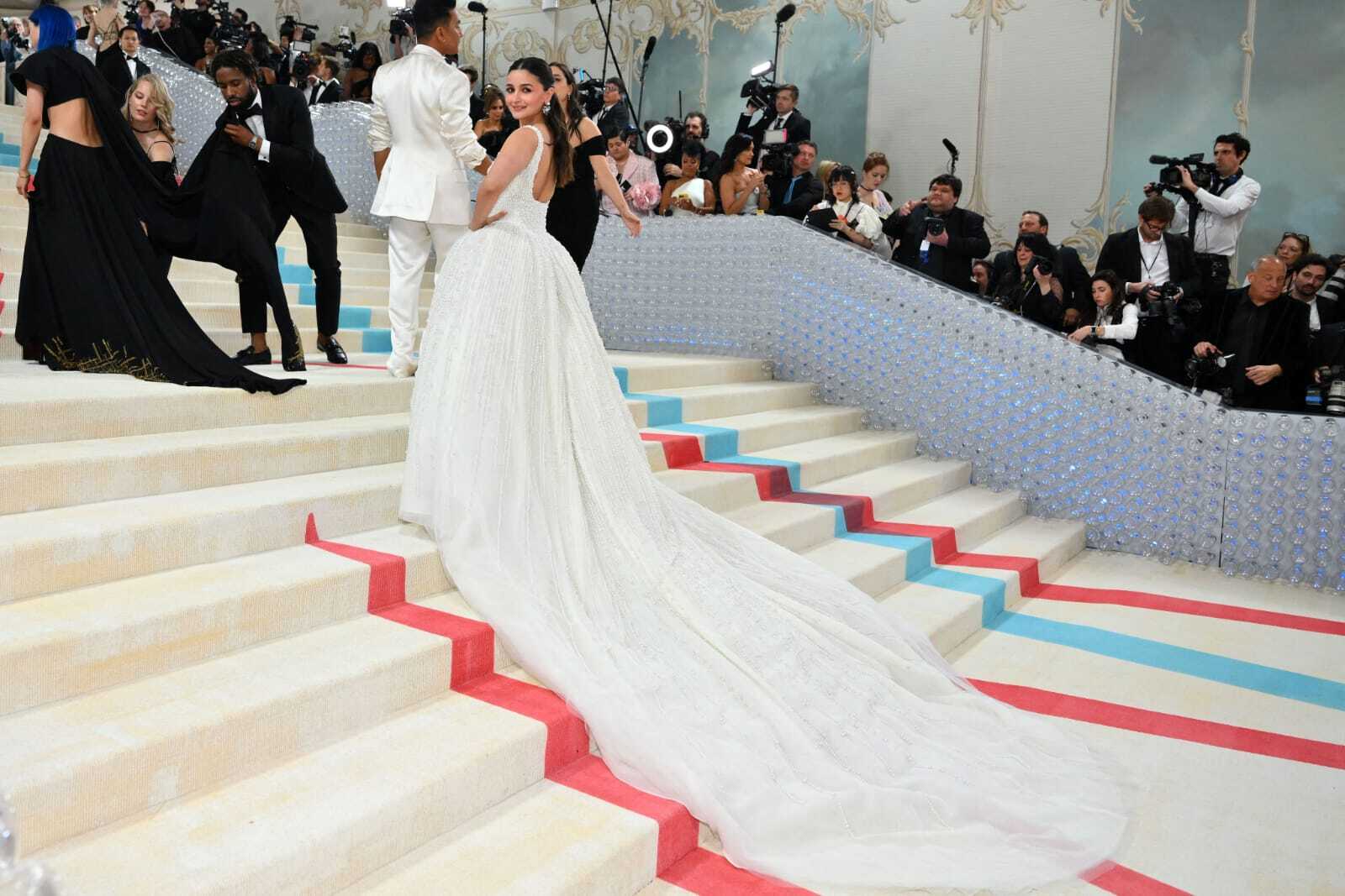 Met Gala 2023: B-Town Diva Alia Bhatt Looks Angelic as she made her Met Gala Debut in a stunning pearl embellished ballroom gown