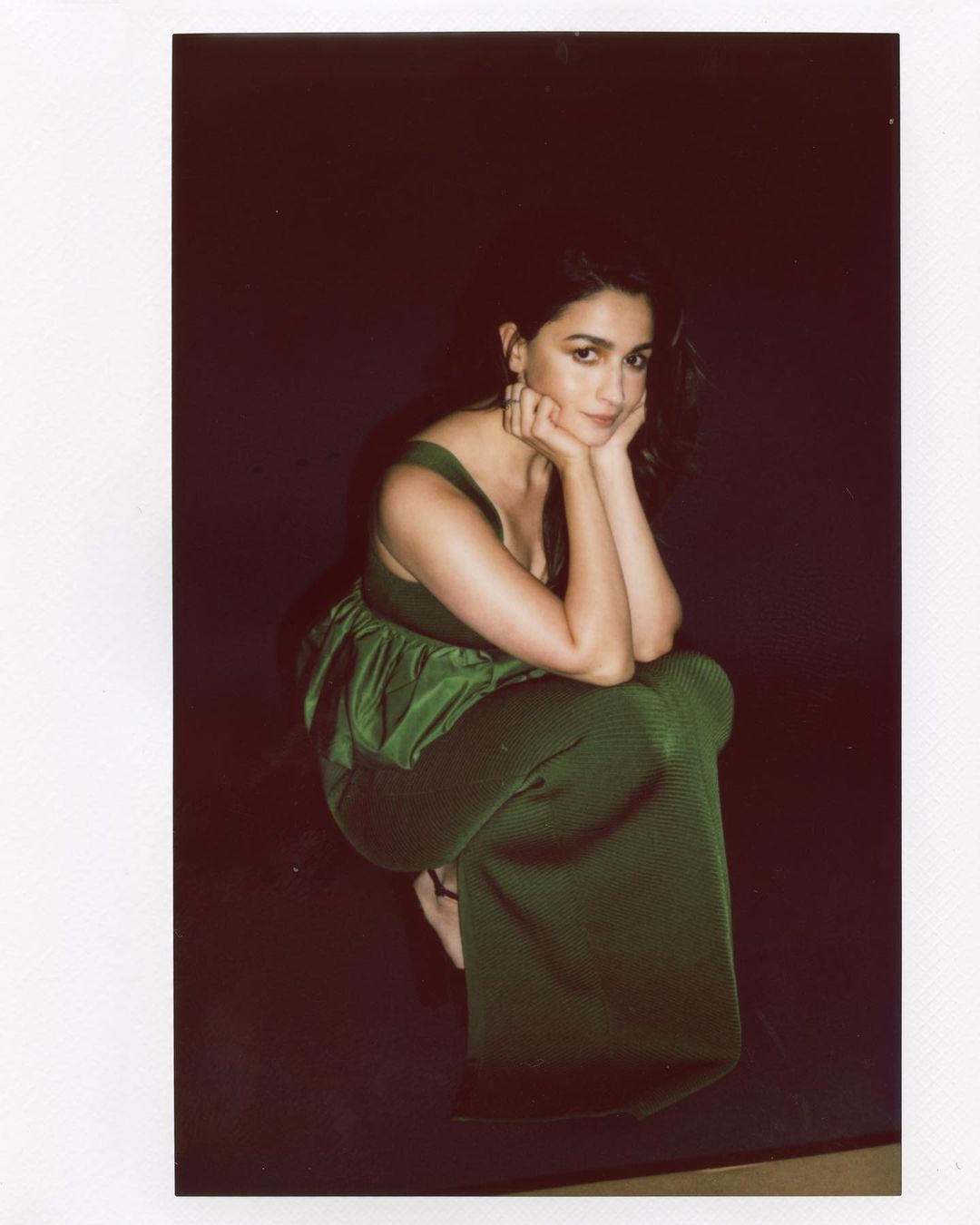 Alia Bhatt Shines in a Stunning Olive Green Form-Fitted Gown for 