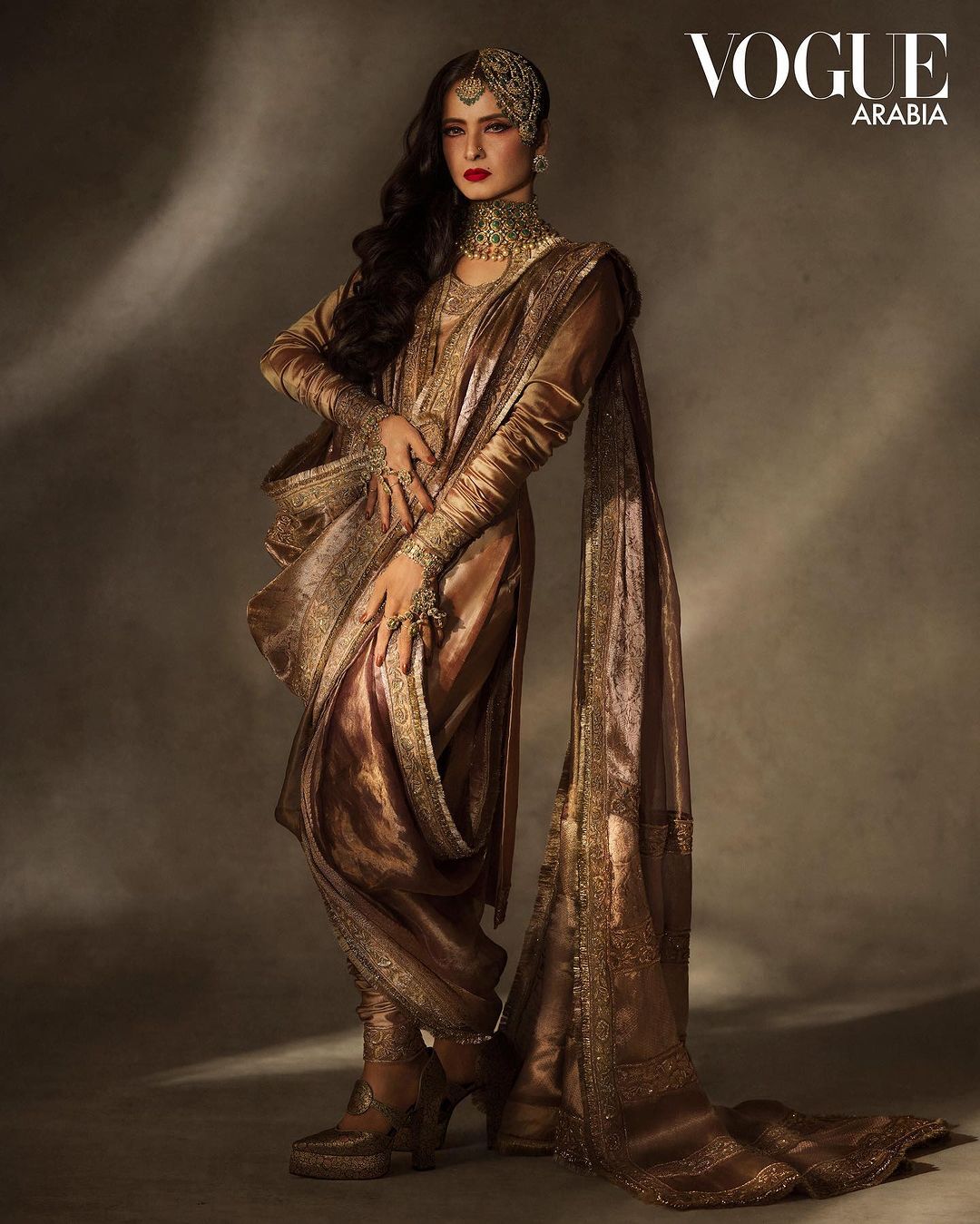 Diva Extraordinaire: Rekha Reigns on Vogue Arabia Cover, Mesmerizing with Regal and Bling Ensembles