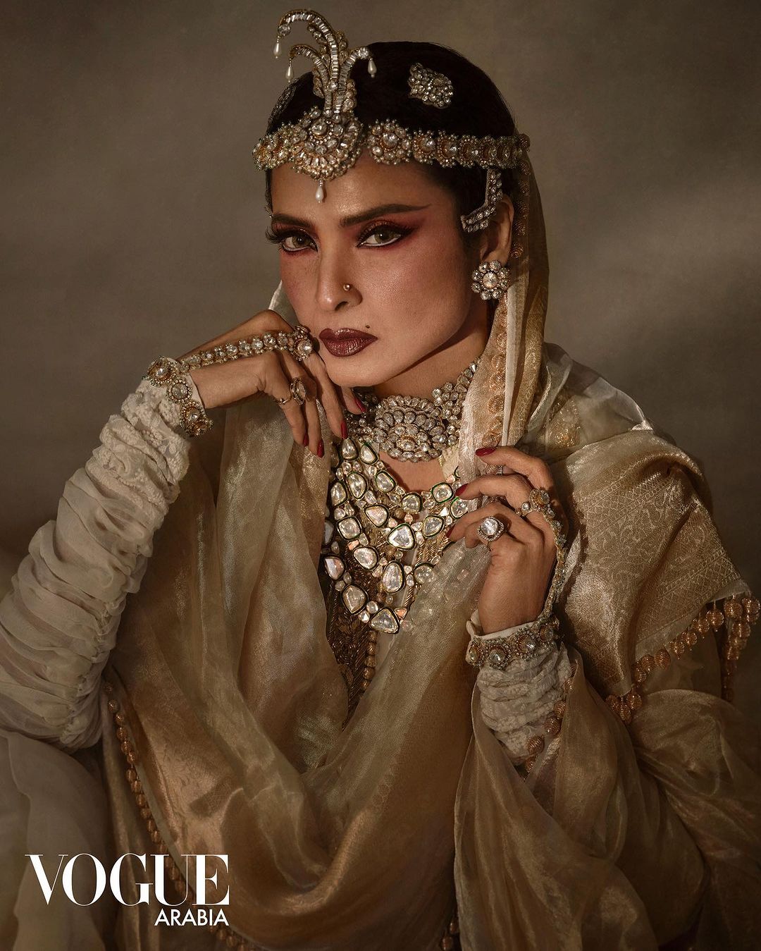 Diva Extraordinaire: Rekha Reigns on Vogue Arabia Cover, Mesmerizing with Regal and Bling Ensembles
