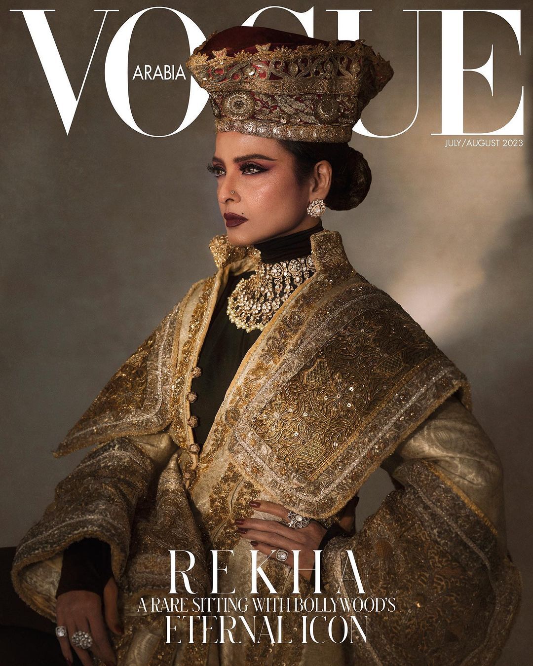 Diva Extraordinaire: Rekha Reigns on Vogue Arabia Cover, Mesmerizing with Regal and Bling Ensembles