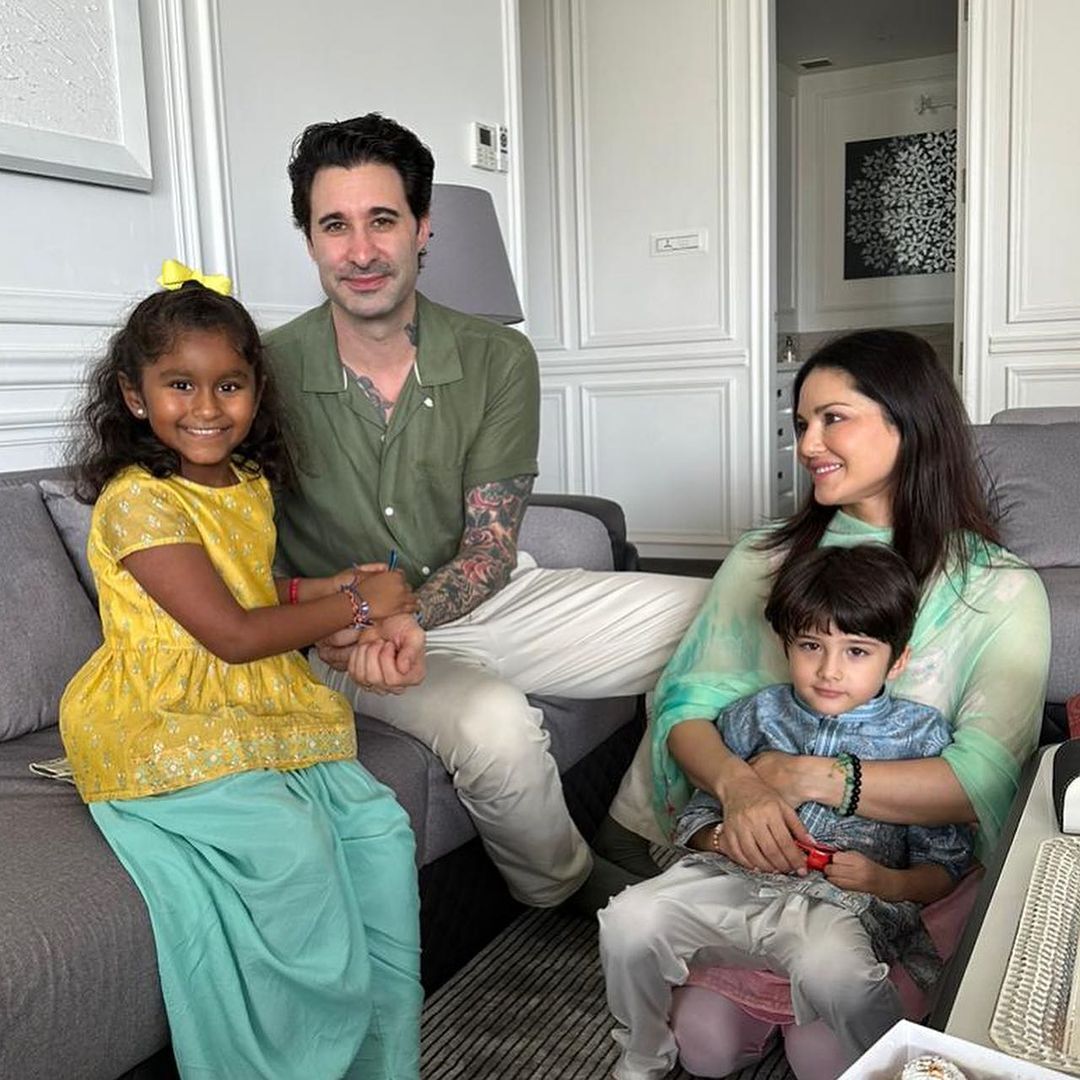 Raksha Bandhan 2023: Sunny Leone Marks Raksha Bandhan with Family, Adorns Traditional Suit for the Occasion