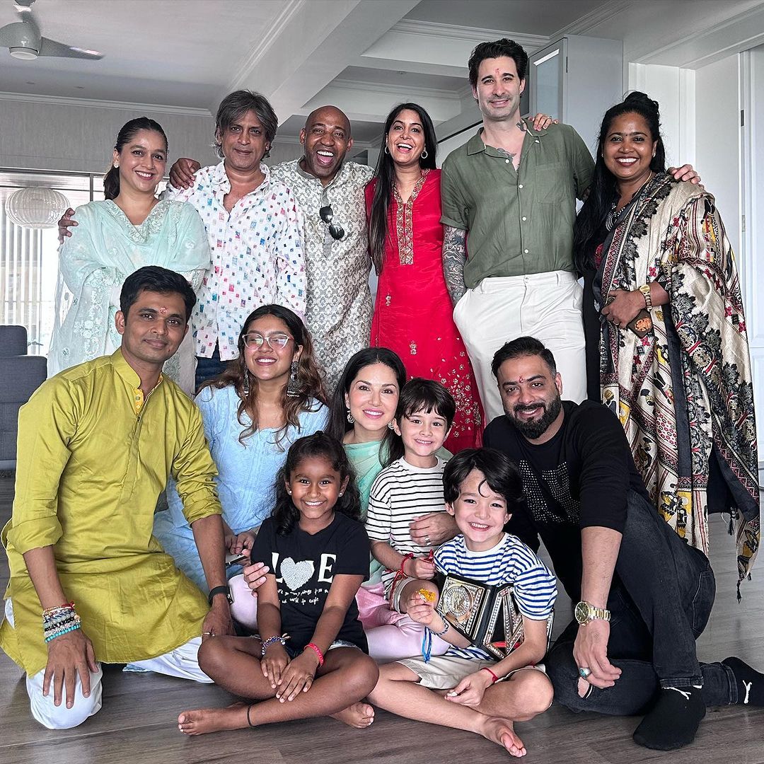Raksha Bandhan 2023: Sunny Leone Marks Raksha Bandhan with Family, Adorns Traditional Suit for the Occasion