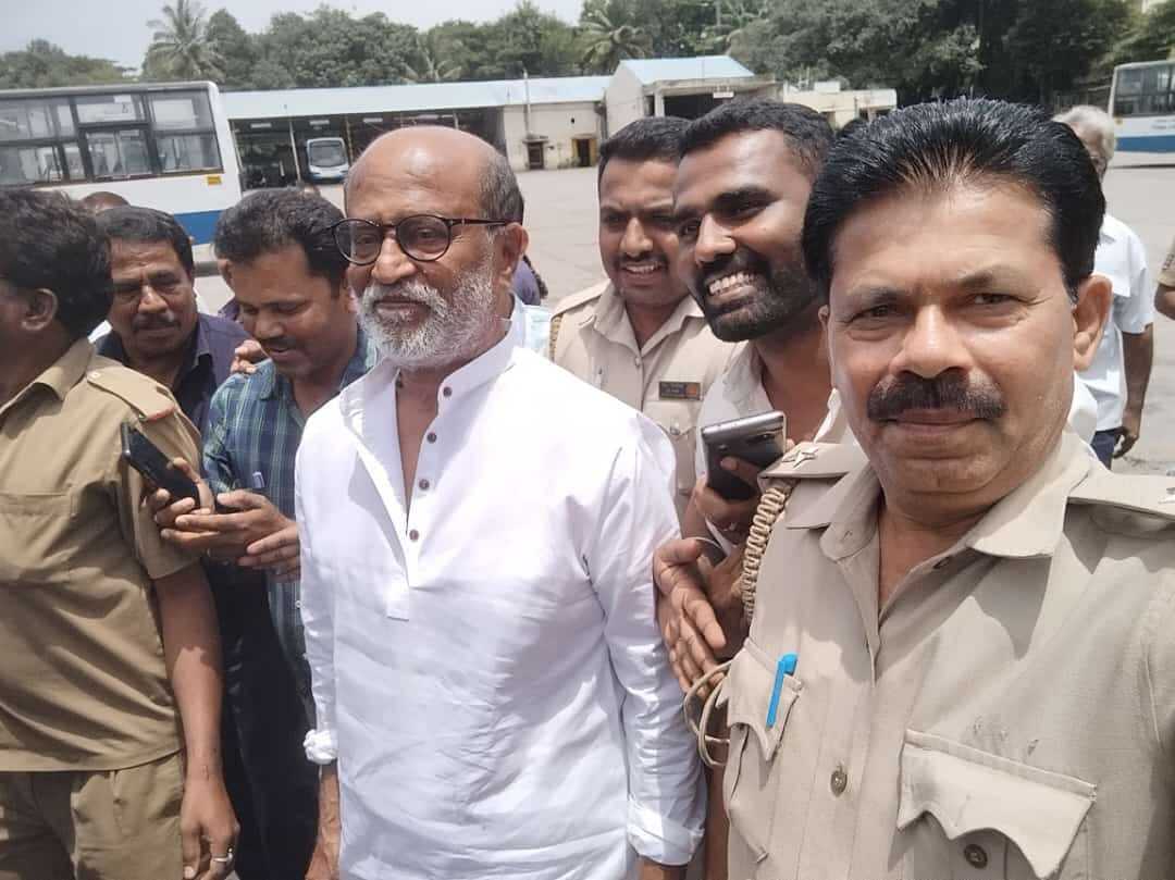 Superstar Rajinikanth makes a surprise visit at the Bengaluru bus depot, Leaves Workers Excited