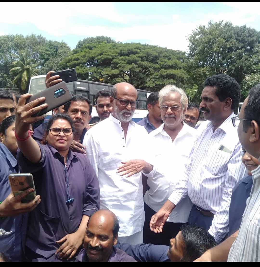 Superstar Rajinikanth makes a surprise visit at the Bengaluru bus depot, Leaves Workers Excited