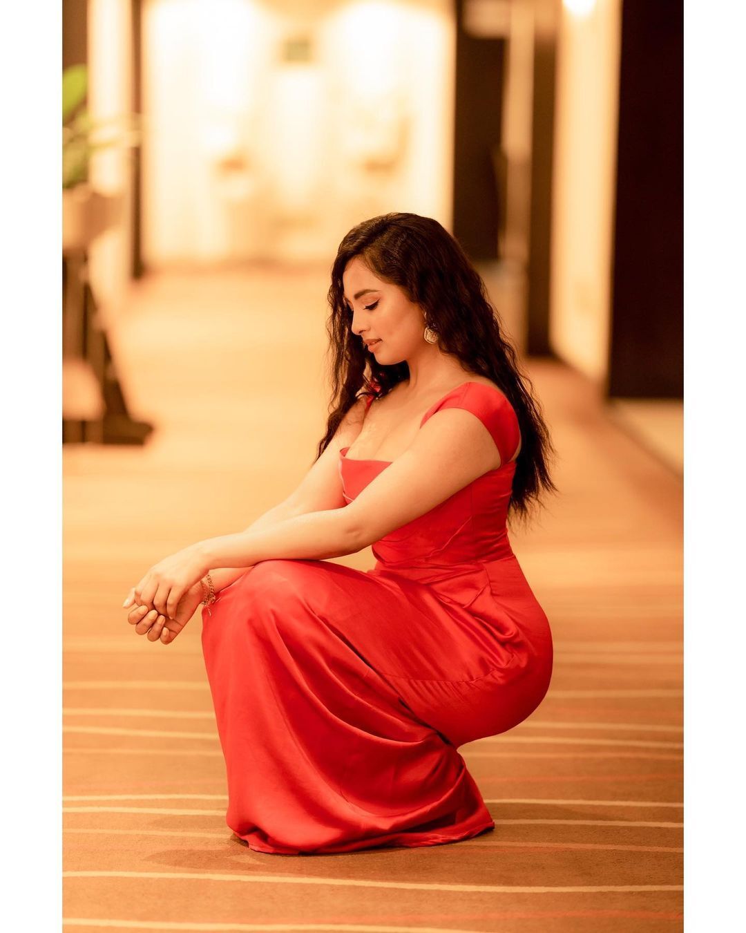 Tollywood Diva Srushti Dange Turns Up the Heat in a Red-Hot Gown