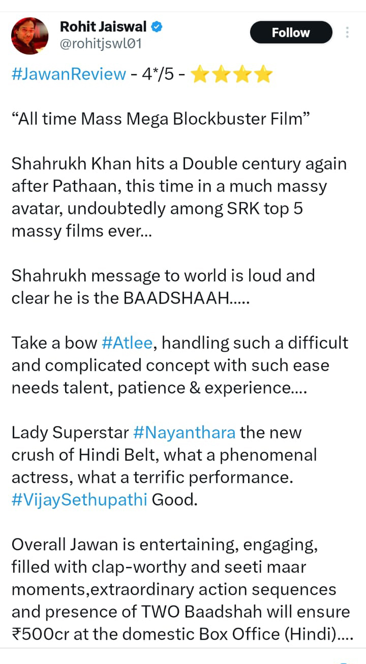 Jawan Twitter Review: Netizens Term Jawan A ‘Blockbuster’, Call It A ‘Blend Of Emotion And Mass Action’