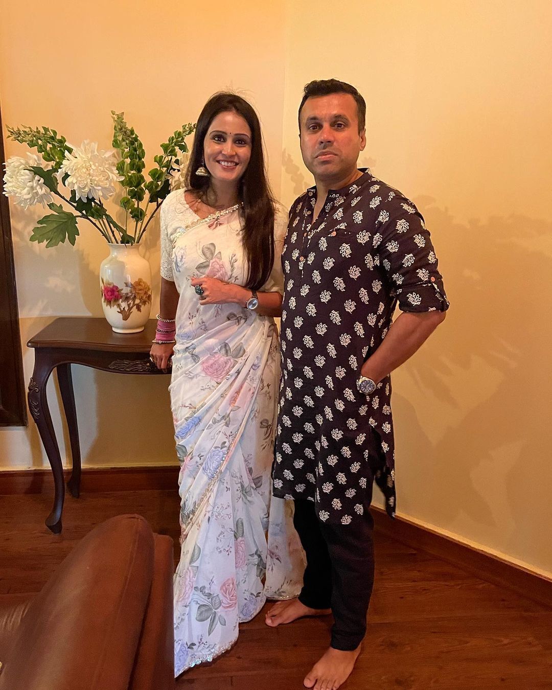 Kannada Star Ashita Chandrappa Shines at Traditional Baby Shower, Radiates Joy in Silk Saree