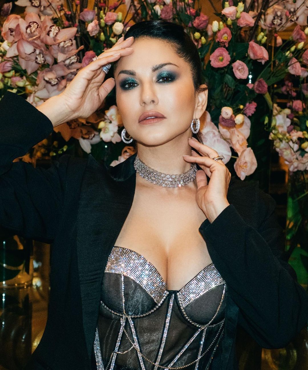 Sunny Leone Shines in Sequined Black Ensemble, Radiates Elegance