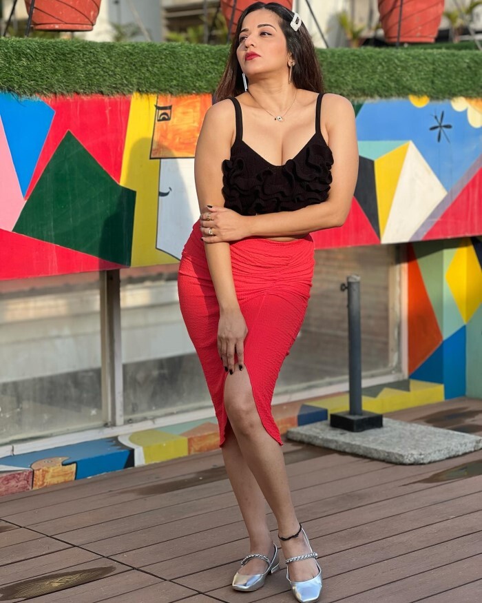 Monalisa का हॉट लुक देख फैन्स के दिलों में छाया खुमार, क्रॉप टॉप में फ्लॉन्ट कर रहीं हैवी क्लीवेज 