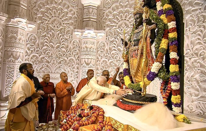 PM Modi Conducts 'Pran Pratishtha' Ceremony, Unveils Face of Ram Lalla in Historic Event
