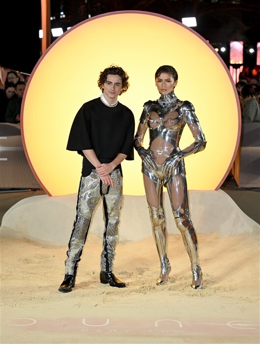 Zendaya, accompanied by Timothée Chalamet, graced the London premiere of 'Dune