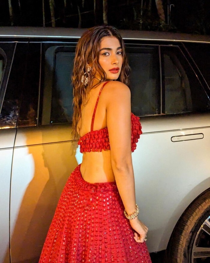 Pooja Hegde in Red Lehenga
