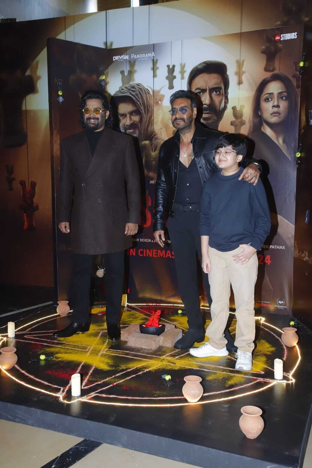 R Madhavan and Ajay Devgn at the trailer launch of their upcoming film Shaitaan.