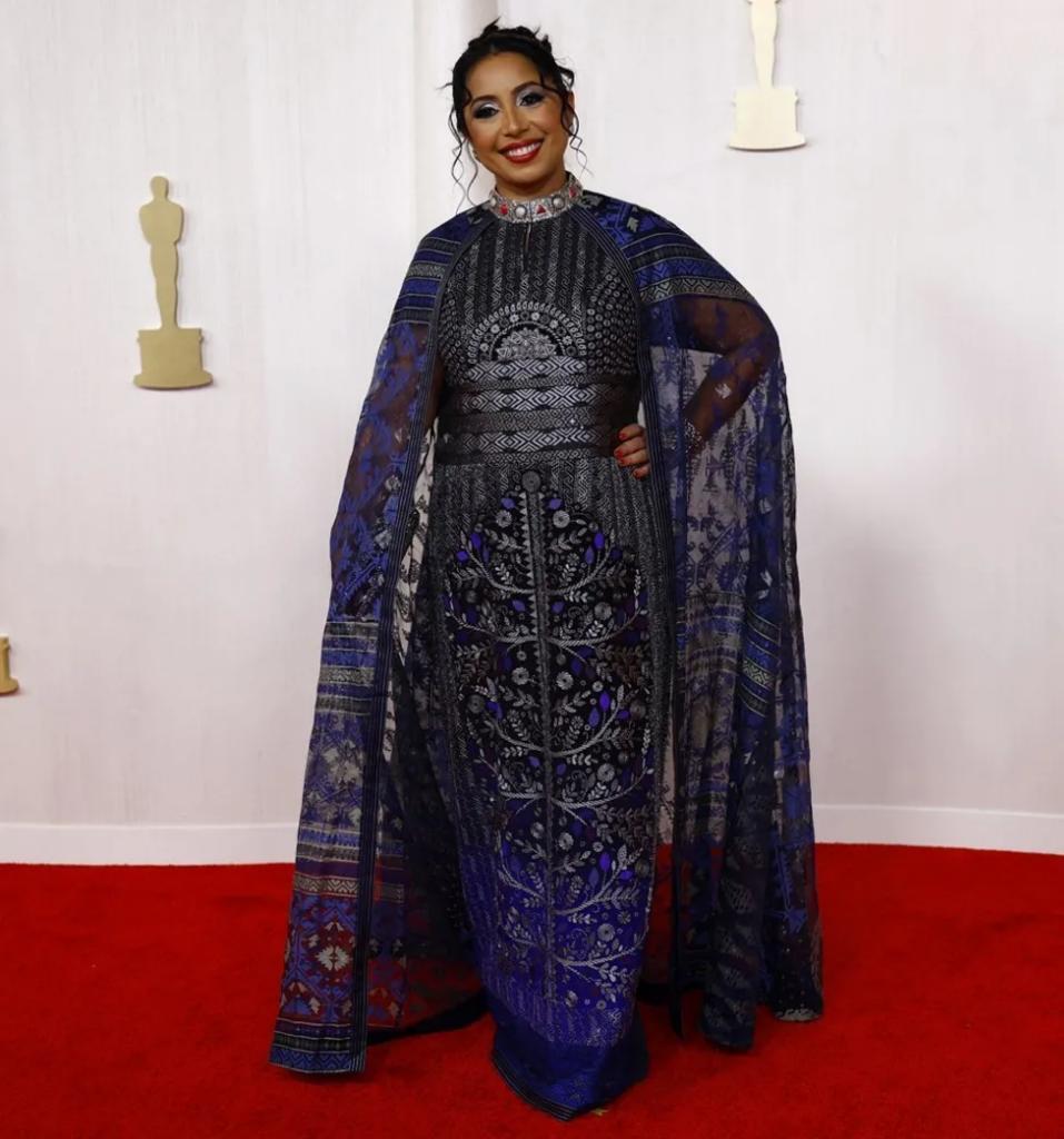 Nazrin Choudhury at 2024 oscars red carpet.