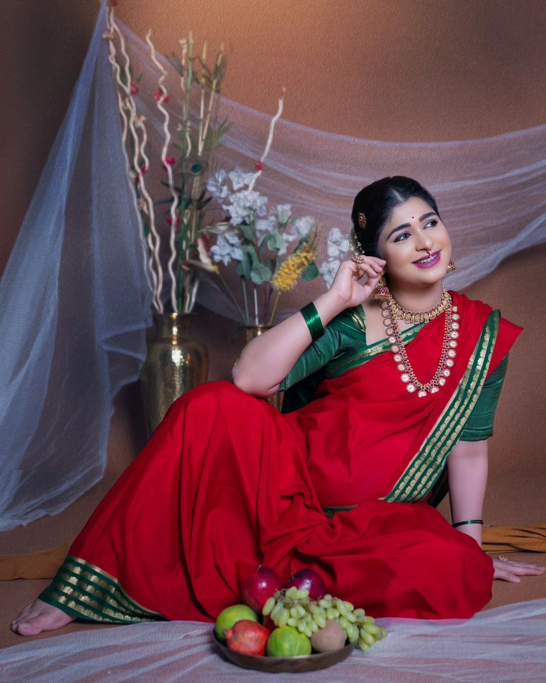 Aditi prabhudeva recreates iconic Ravi Varma paintings in her maternity photoshoot
