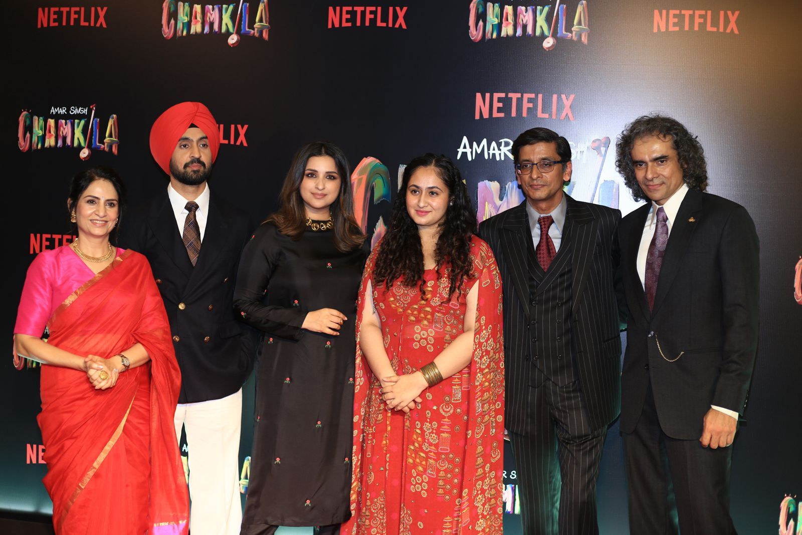 Parineeti Chopra, Diljit Dosanjh and the cast of Amar Singh Chamkila at the special screening.
