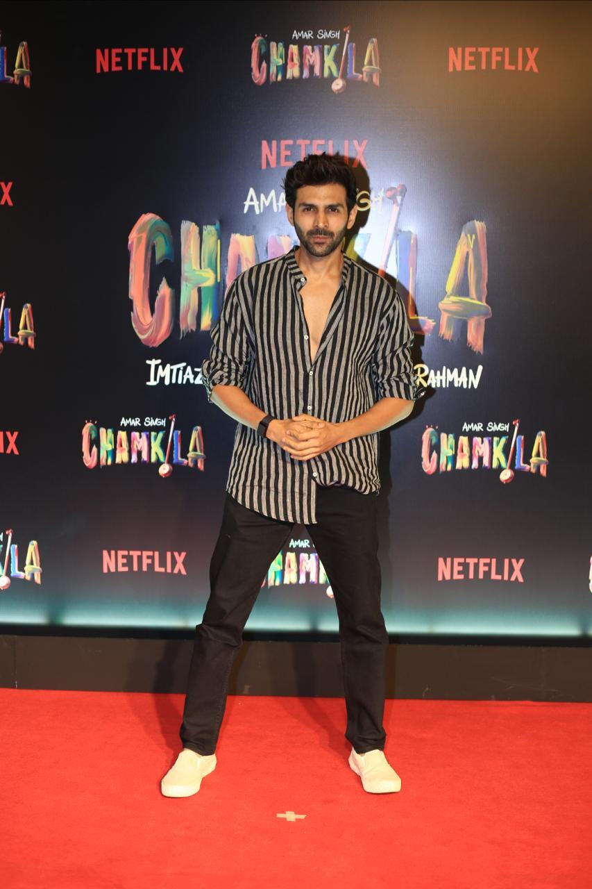 Kartik Aaryan at the special screening of Amar Singh Chamkila.