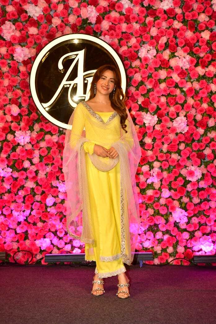 Mahira Sharma at Arti Singh and Dipak Chauhan's sangeet ceremony in Mumbai.