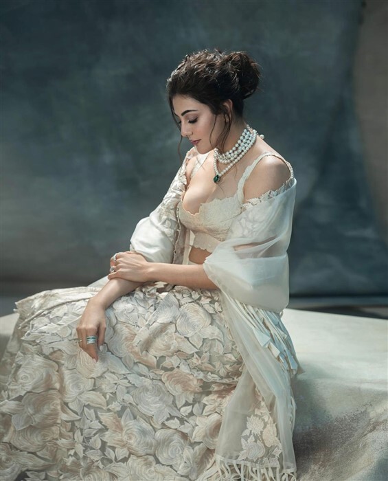 Kajal Aggarwal wore the most beautiful ivory lehenga for latest shoot