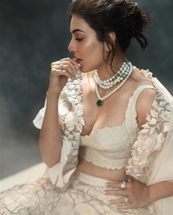 Kajal Aggarwal wore the most beautiful ivory lehenga for latest shoot