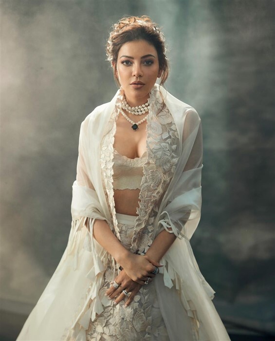 Kajal Aggarwal wore the most beautiful ivory lehenga for latest shoot