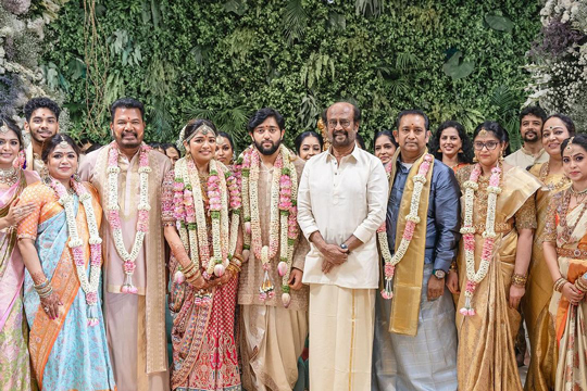 Rajinikanth and others at director S. Shankar's daughter's wedding reception bash