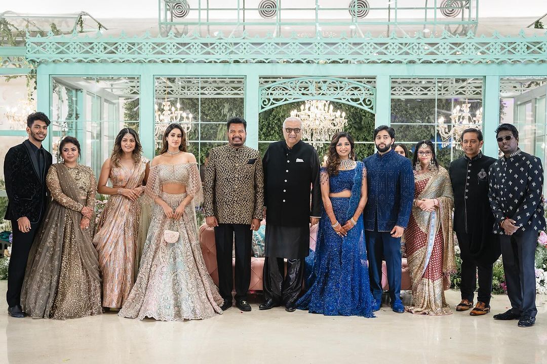 Janhvi Kapoor and Boney Kapoor at director S. Shankar's daughter's wedding reception bash