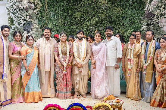 Nayanthara with Vignesh Sivan at director S. Shankar's daughter's wedding reception bash in Chennai.