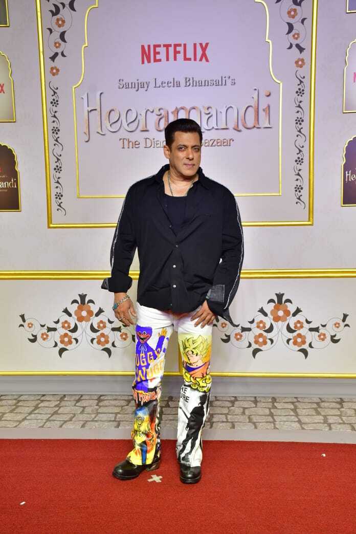 Salman Khan Embraces Anime Chic, White Pants Adorned with Japanese Manga Characters