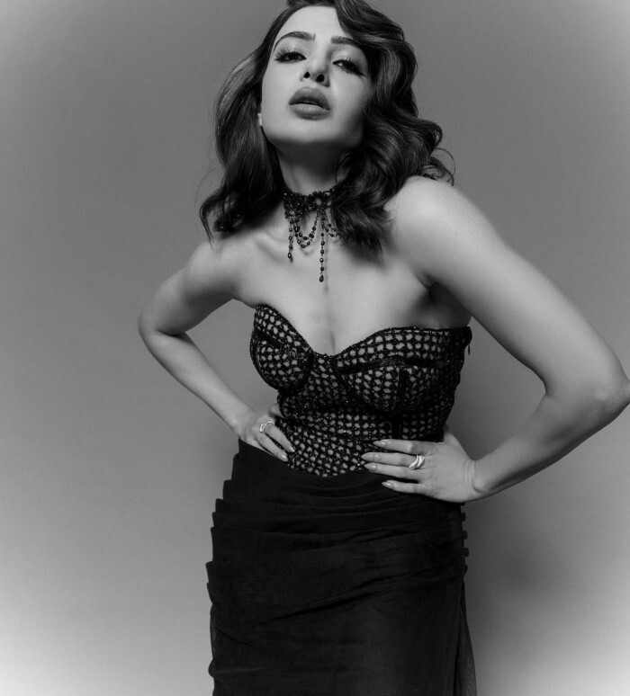 The sculptural gown was originally created with a cutwork corset