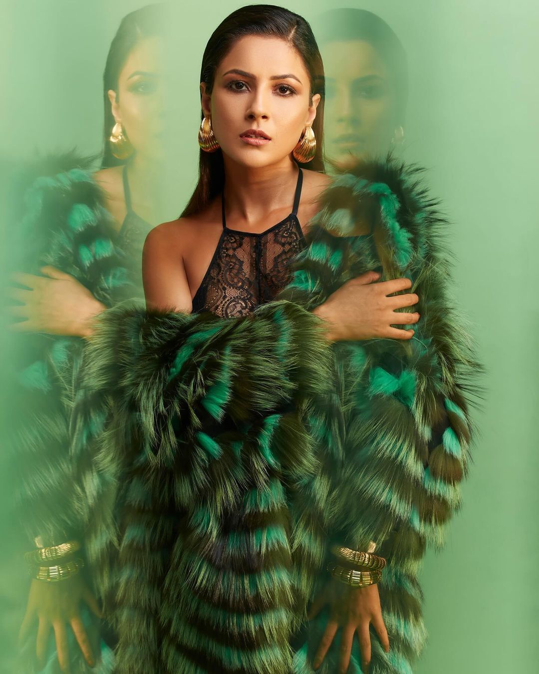 Shehnaaz Gill Rocks the Fur Coat Look with Confidence