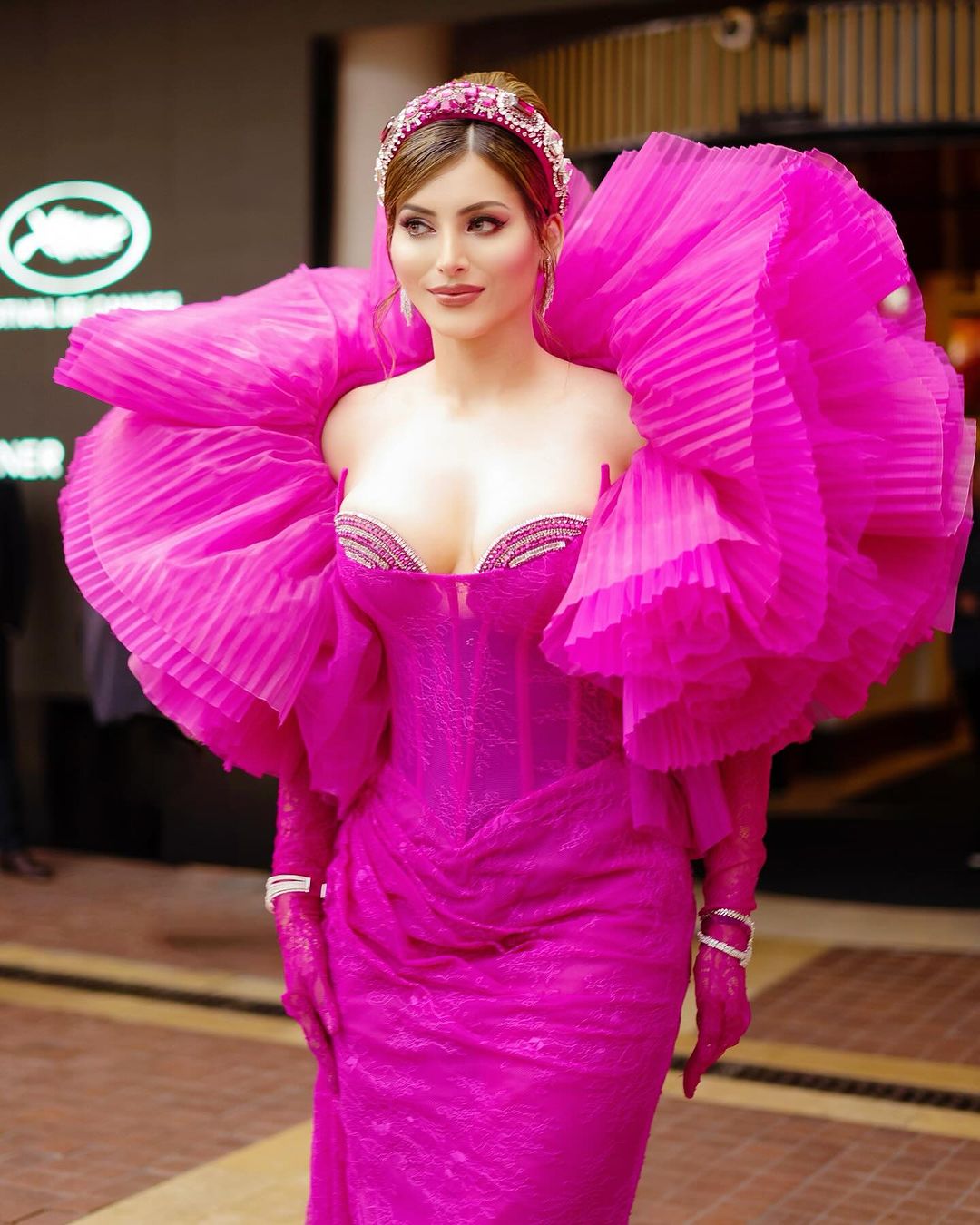 Urvashi Elevates her Look with a Chic Ruffled Shrug