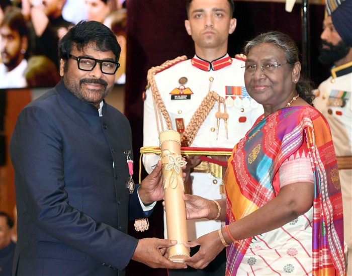 Megastar Chiranjeevi honoured with Padma Vibhushan By President Droupadi Murmu