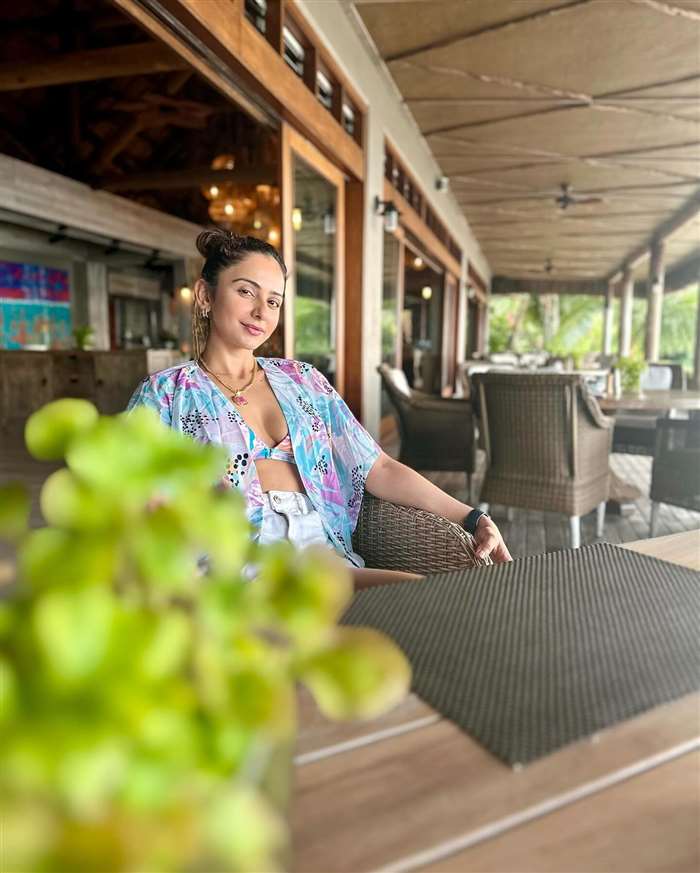 Rakul looked radiant in a casual summer white printed dress