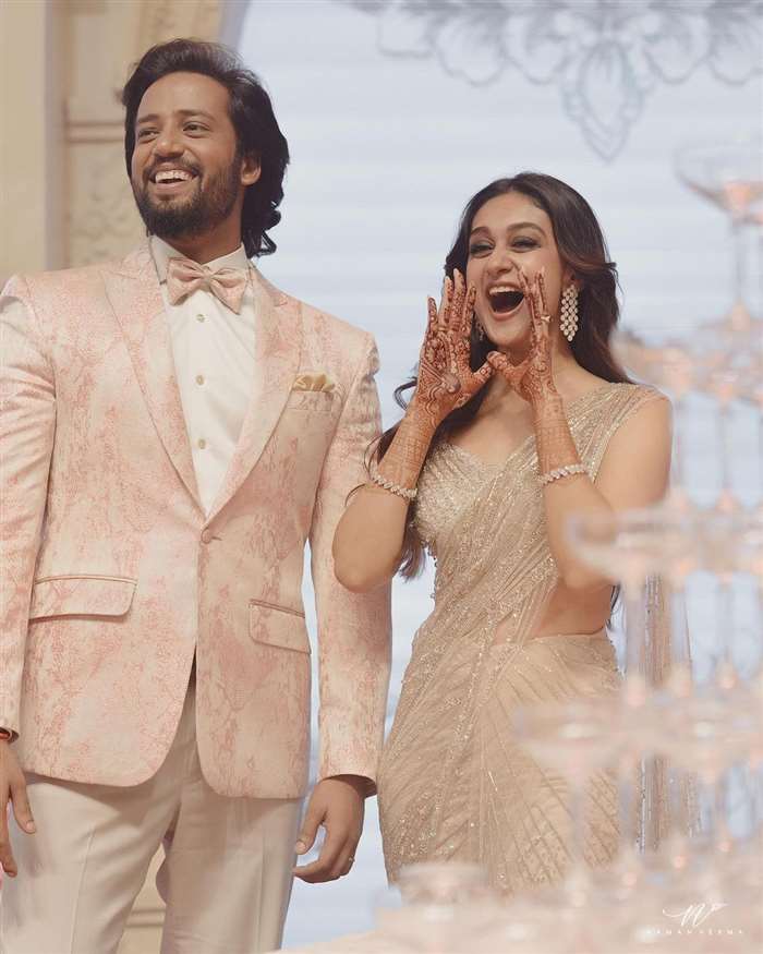 the couple looked elated as they posed together.