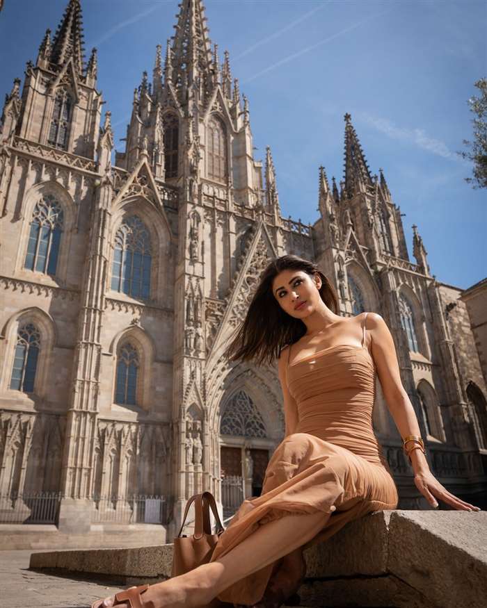 In one standout post, Roy poses near the impressive Cathedral of the Holy Cross and Saint Eulalia,