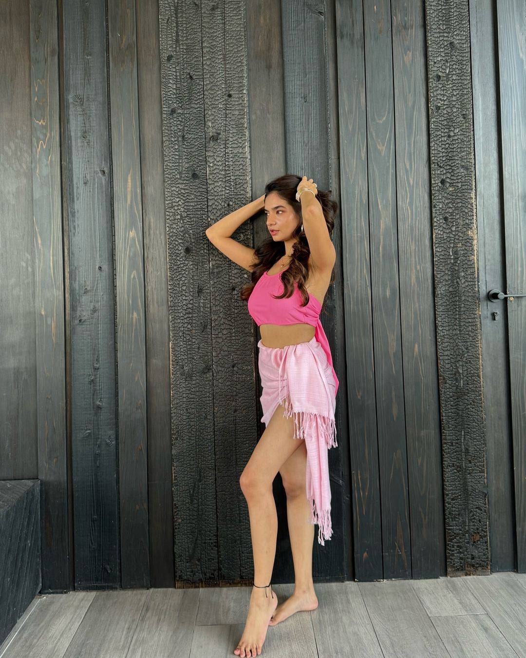 In Bangkok, Anushka Sen wows with her vibrant pink bralette ensemble