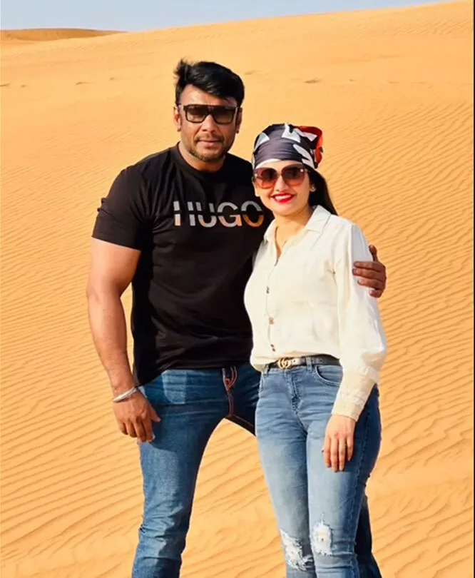 she shared photos with actor Darshan, suggesting they have been in a relationship for a decade.