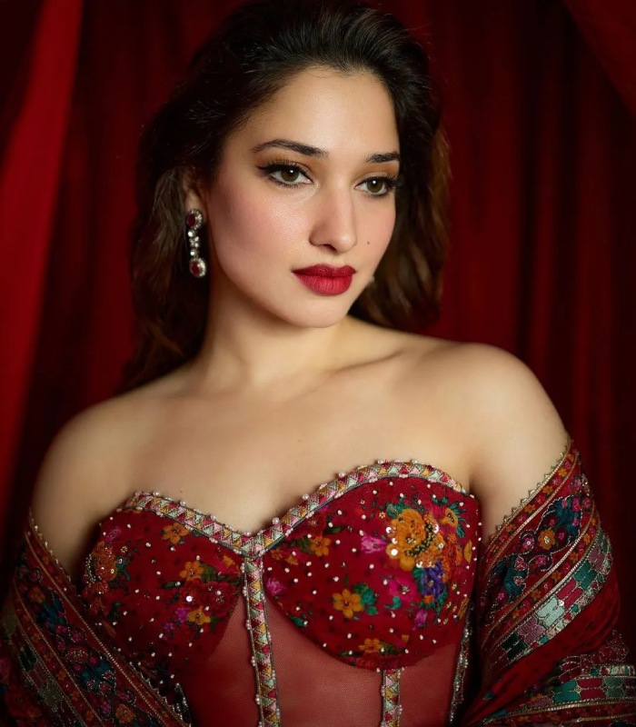 Actress Tamannaah Bhatia new photoshoot in red dress is trending