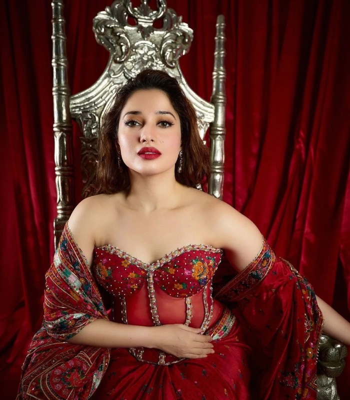 Actress Tamannaah Bhatia new photoshoot in red dress is trending