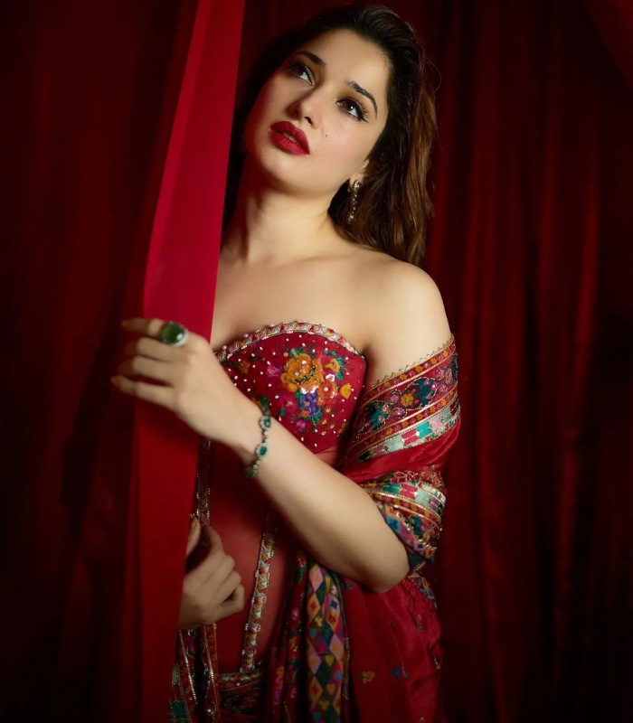 Actress Tamannaah Bhatia new photoshoot in red dress is trending