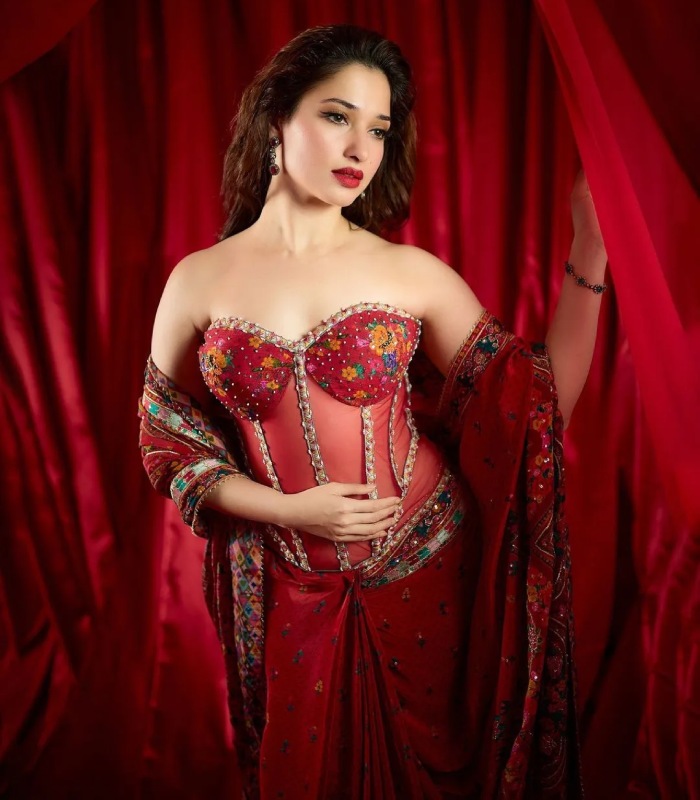 Actress Tamannaah Bhatia new photoshoot in red dress is trending